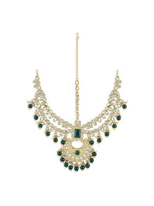 ZAVERI PEARLS Bridal Necklaces Earring Mathapatti Passa Ring Bracelets & Nosering Set For Women-ZPFK10839