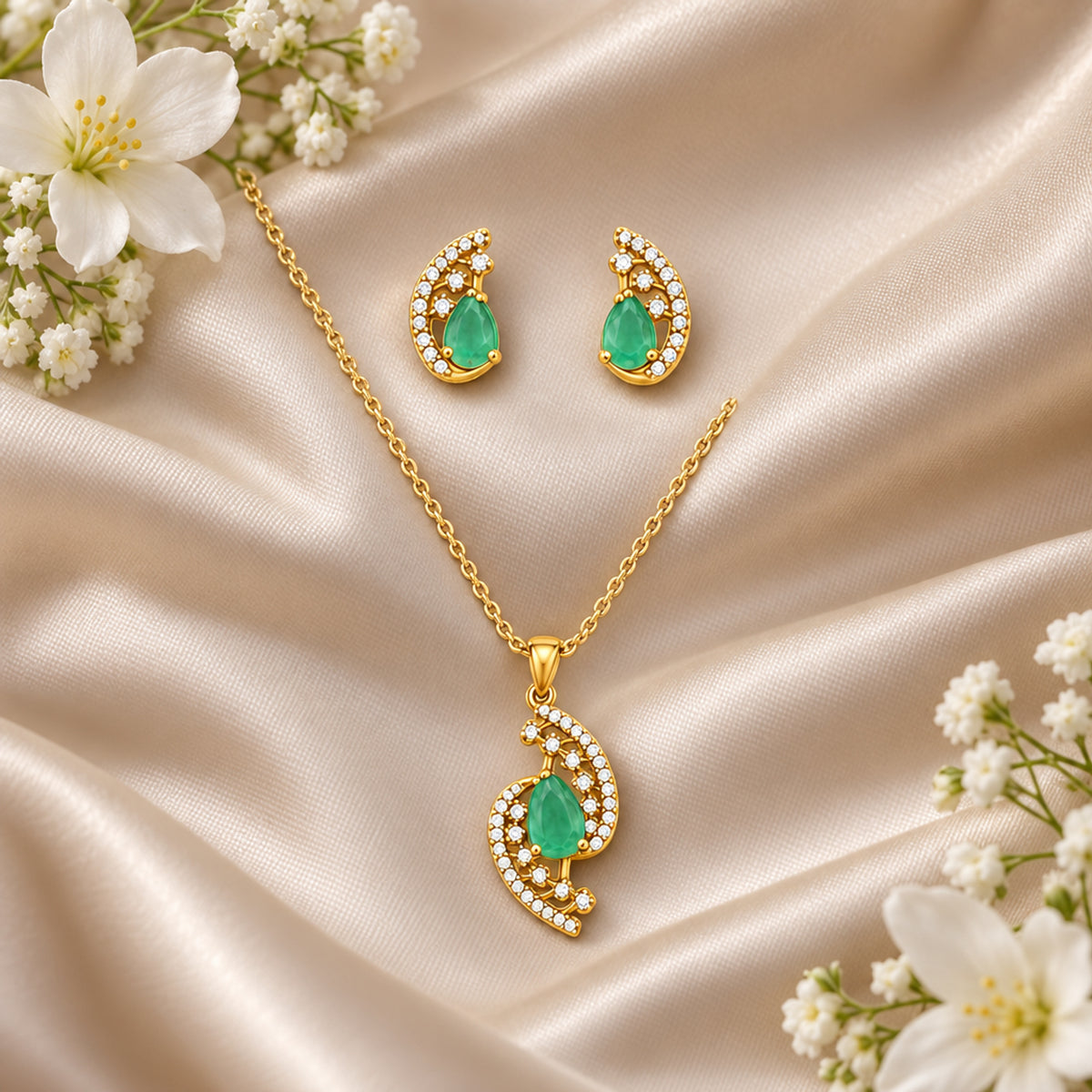 Silk & Flowers (No Marble) styled flat-lay presentation of PDE12-00002