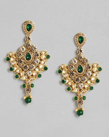 Champagne & Green Gold-Plated Crystals Embellished Bridal Jewellery Set