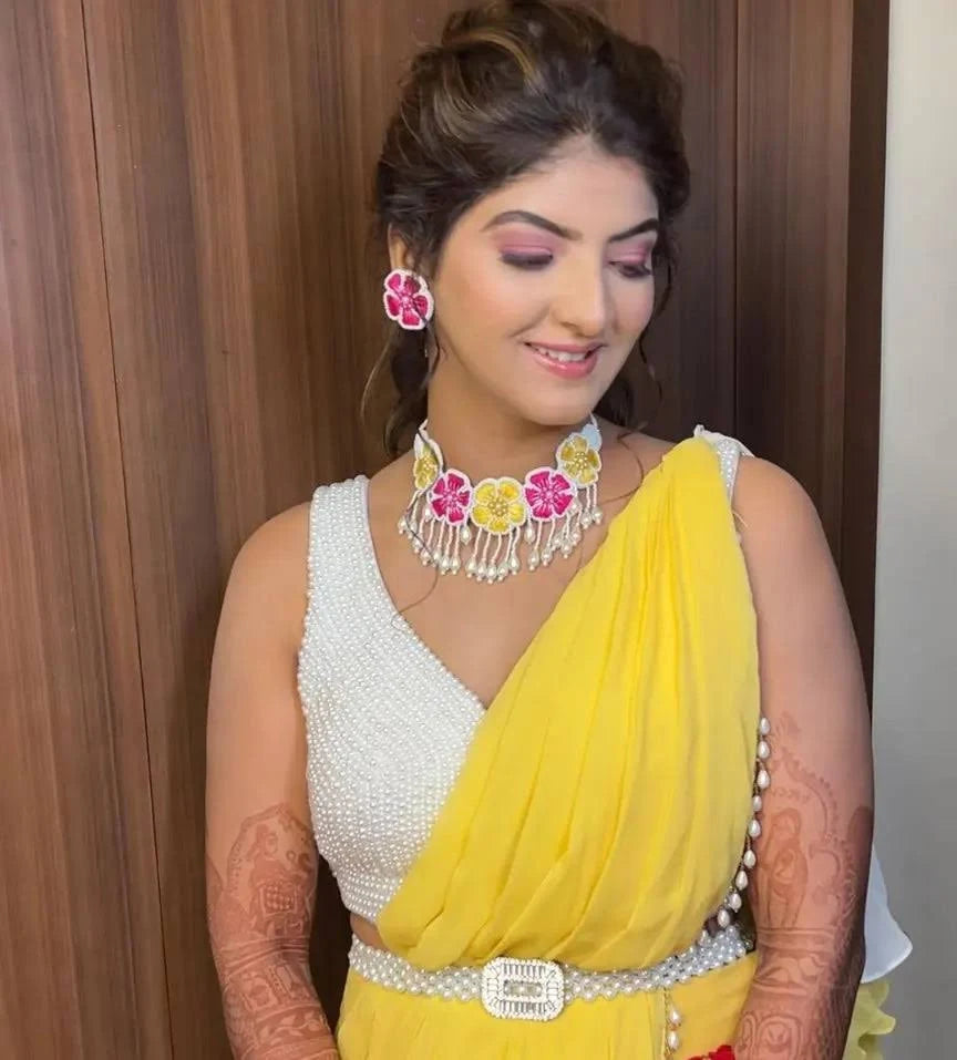 Yellow Blossom Handmade Jewelry Set-Haldi Mehndi Jewellery for Women