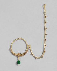 Champagne & Green Gold-Plated Crystals Embellished Bridal Jewellery Set